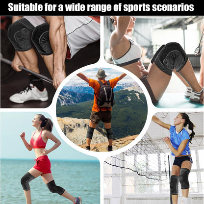 Compression Knee Brace for Men Women 2 Pack Knee Sleeves with Patella Gel Pad & Side Stabilizers, Knee Braces for Knee Support Workout Sports ACL & Arthritis Pain Relief Black (XL)