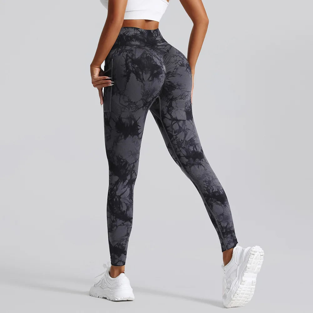 Women'S High Waist Seamless Yoga Pants Printed Pocket Spandex Gym Running Sports plus XS Fit Naked-Feeling Fitness Pants Girls